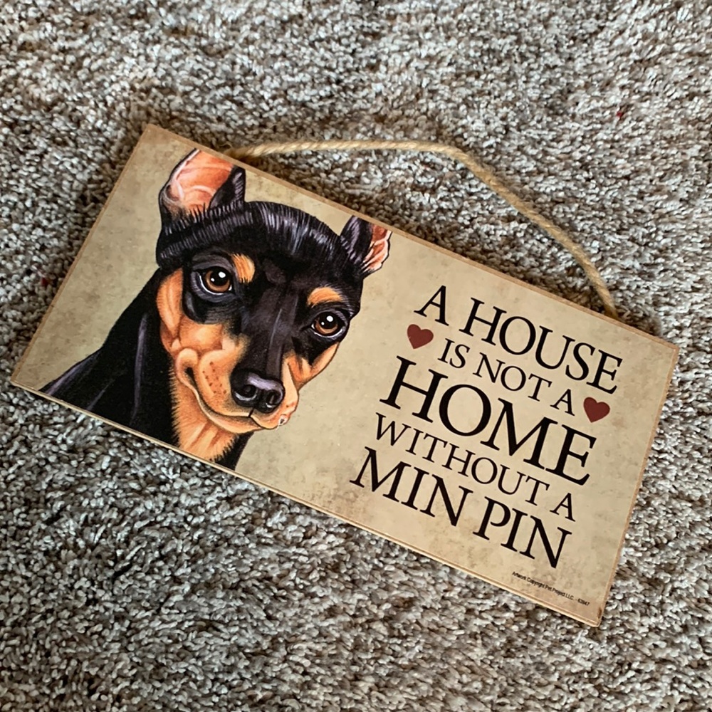 Min Pin Hanging Wooden Sign Plaque